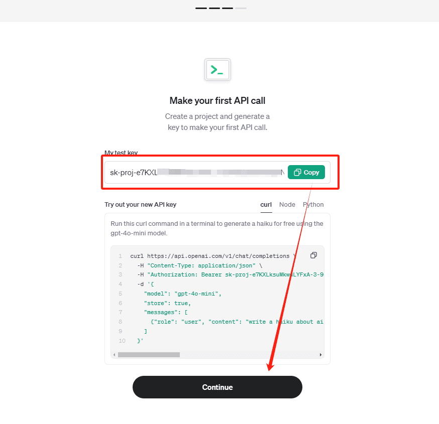 下面的 KEY 有且只出现一次,复制粘贴保存好
📒笔记
openai api 是: